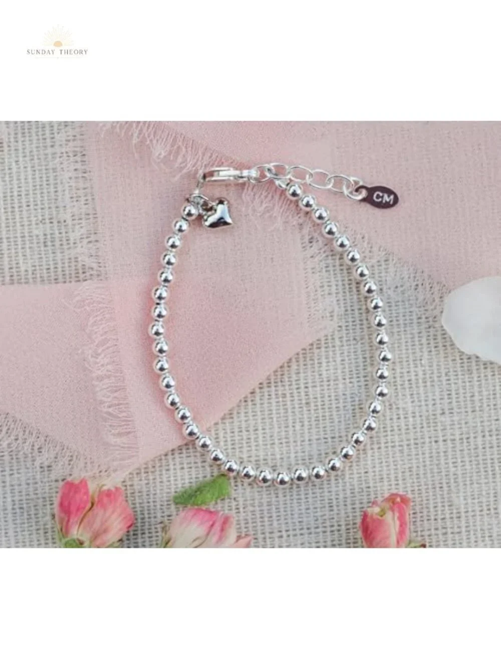 .925 Sterling Silver Mother Daughter Heart Charm Bracelet, Adjustable Girls